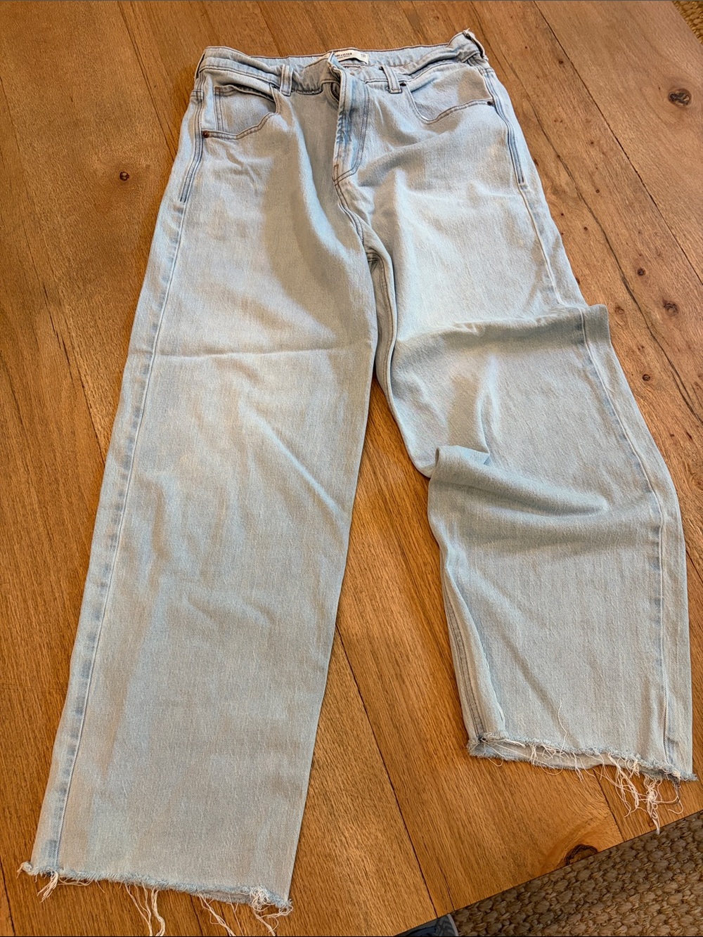 Hollister Pale Blue Straight Jeans with Raw Hem